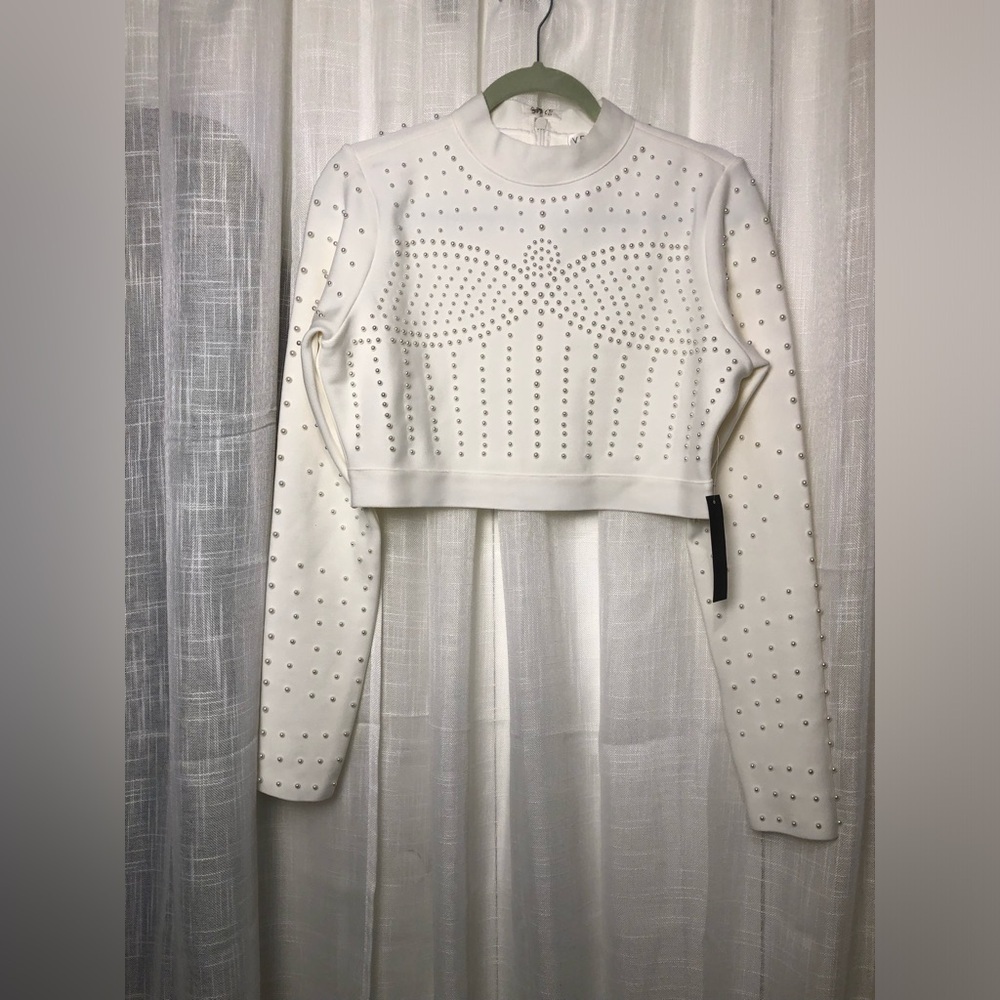 VENUS White Studded Crop Top. NWT size Large - Picture 9 of 16
